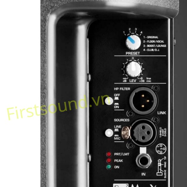 Mặt sau của loa sân khấu FBT Evo2maxx 4A có đầy đủ jack cắm Loa sân khấu FBT Evo2maxx 4A - Loa chính hãng nhập khẩu từ Italia