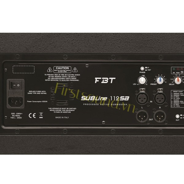 Mặt sau của loa sân khấu FBT VENTUS 206A có đầy đủ jack cắm Loa sân khấu FBT VENTUS 206A-Loa FBT nhập khẩu chính hãng