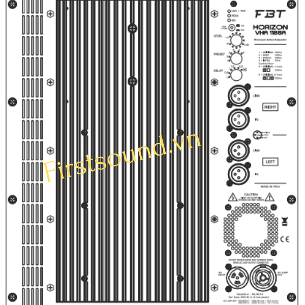 Bản vẽ mô tả thiết kế mặt sau của loa HORIZON VHA 118SA Bản vẽ mô tả thiết kế mặt sau của loa HORIZON VHA 118SA