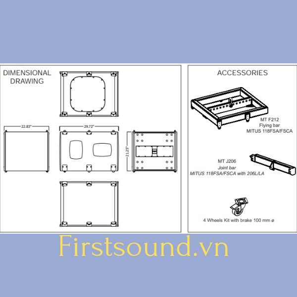 Bản vẽ mô tả cấu trúc thiết kế của loa FBT MITUS 118FSA Bản vẽ mô tả cấu trúc thiết kế của loa FBT MITUS 118FSA