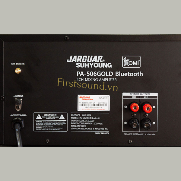 Mặt sau của amply Jarguar Suhyoung PA 506 Gold Bluetooth Mặt sau của amply Jarguar Suhyoung PA 506 Gold Bluetooth