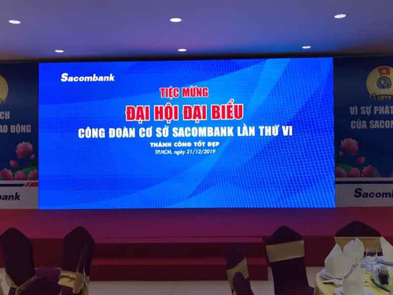 Cho thuê âm thanh ánh sáng màn hình led của First Sound tại đại hội đại biểu Sacombank