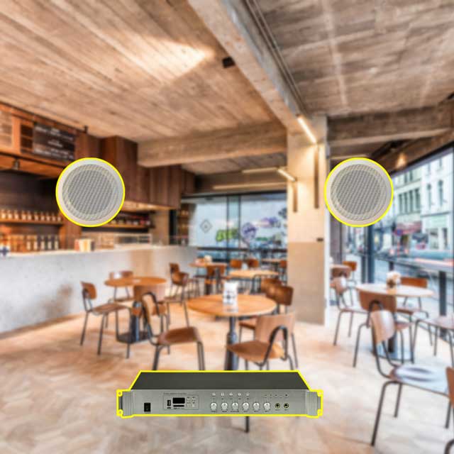 Giải pháp loa dành cho quán dưới 50m2 AP 2060 và 2 loa A610