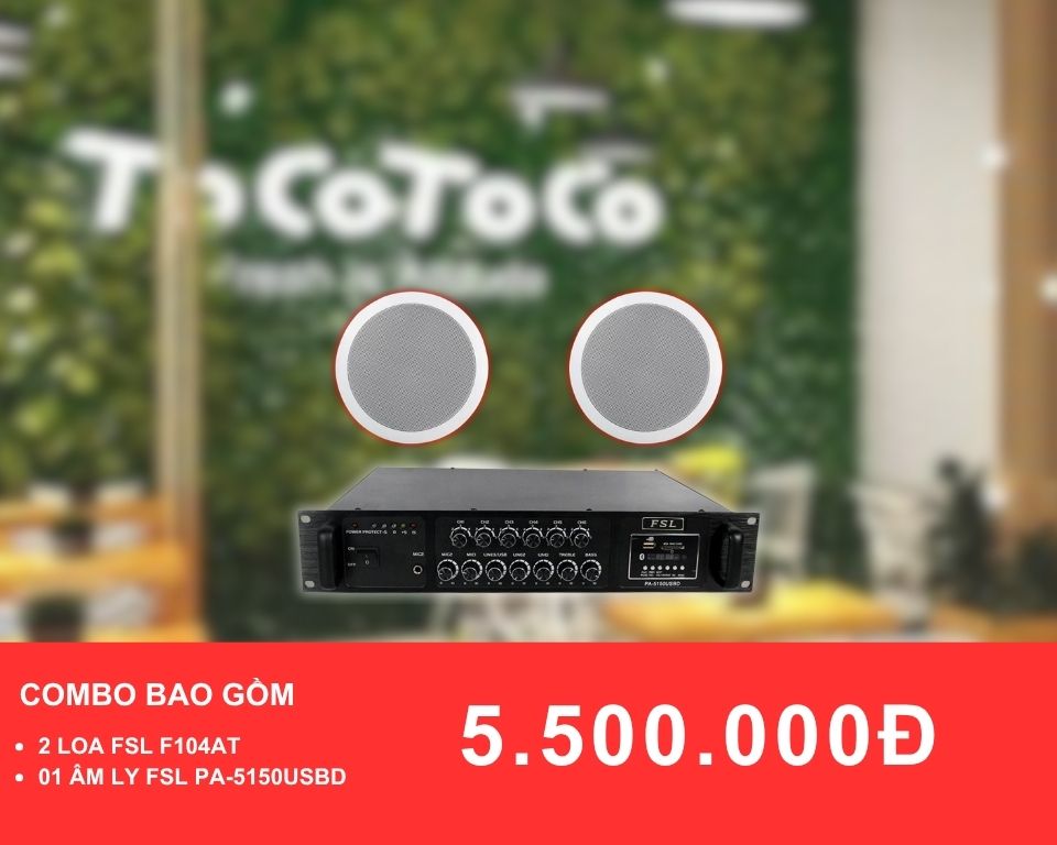 Loa âm trần FSL F104AT dành cho quán trà sữa diện tích dưới 50m2