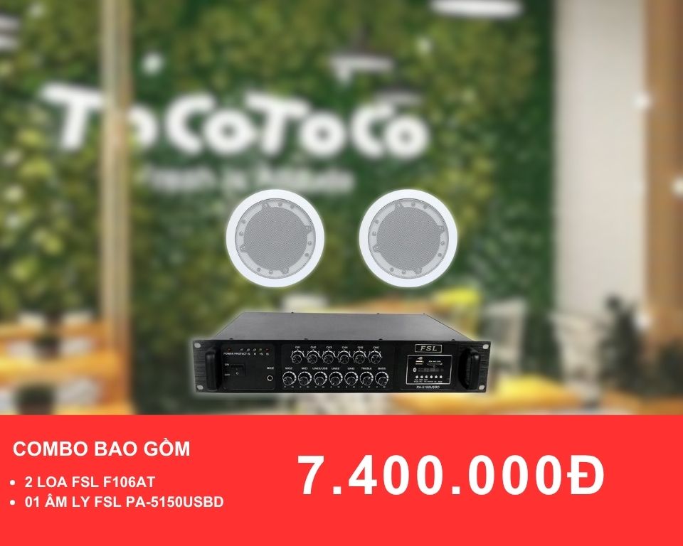 Loa âm trần FSL F106AT dành cho quán trà sữa diện tích dưới 50m2