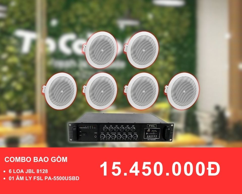 Loa âm trần JBL 8128 dành cho quán trà sữa diện tích 100-200m2