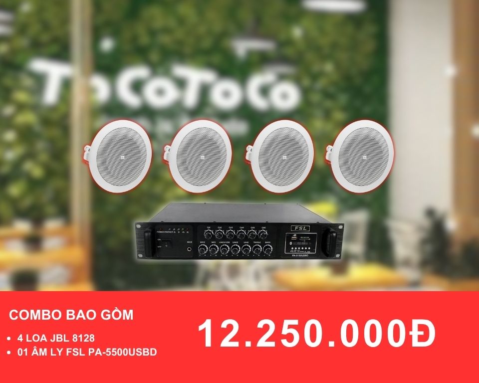 Loa âm trần JBL 8128 dành cho quán trà sữa diện tích 50-100m2