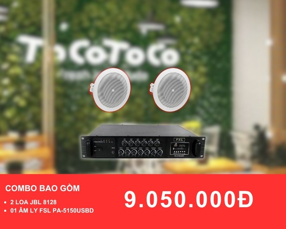 Loa âm trần JBL 8128 dành cho quán trà sữa diện tích dưới 50m2