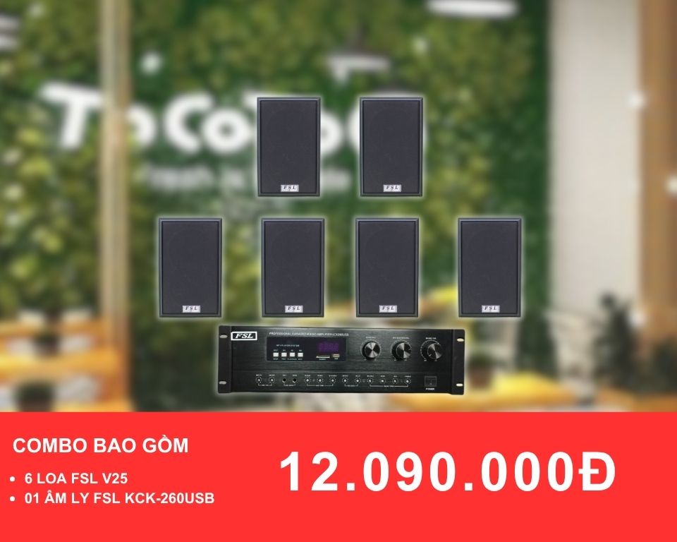 Loa treo tường FSL V25 Dành cho quán trà sữa diện tích 100-200m2