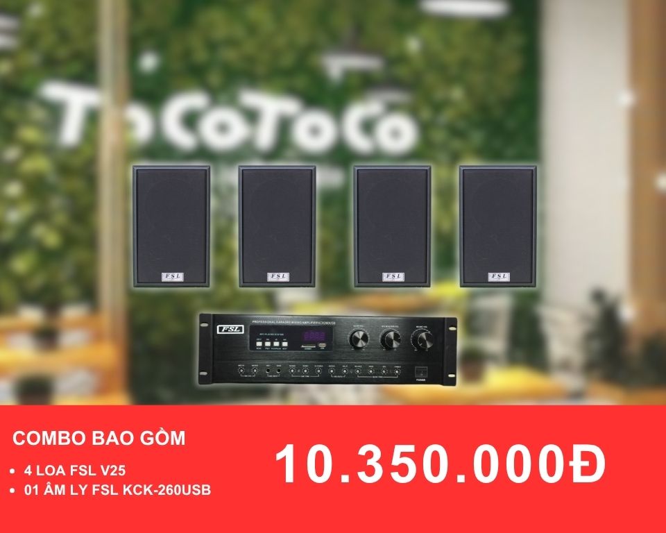 Loa treo tường FSL V25 Dành cho quán trà sữa diện tích 50-100m2