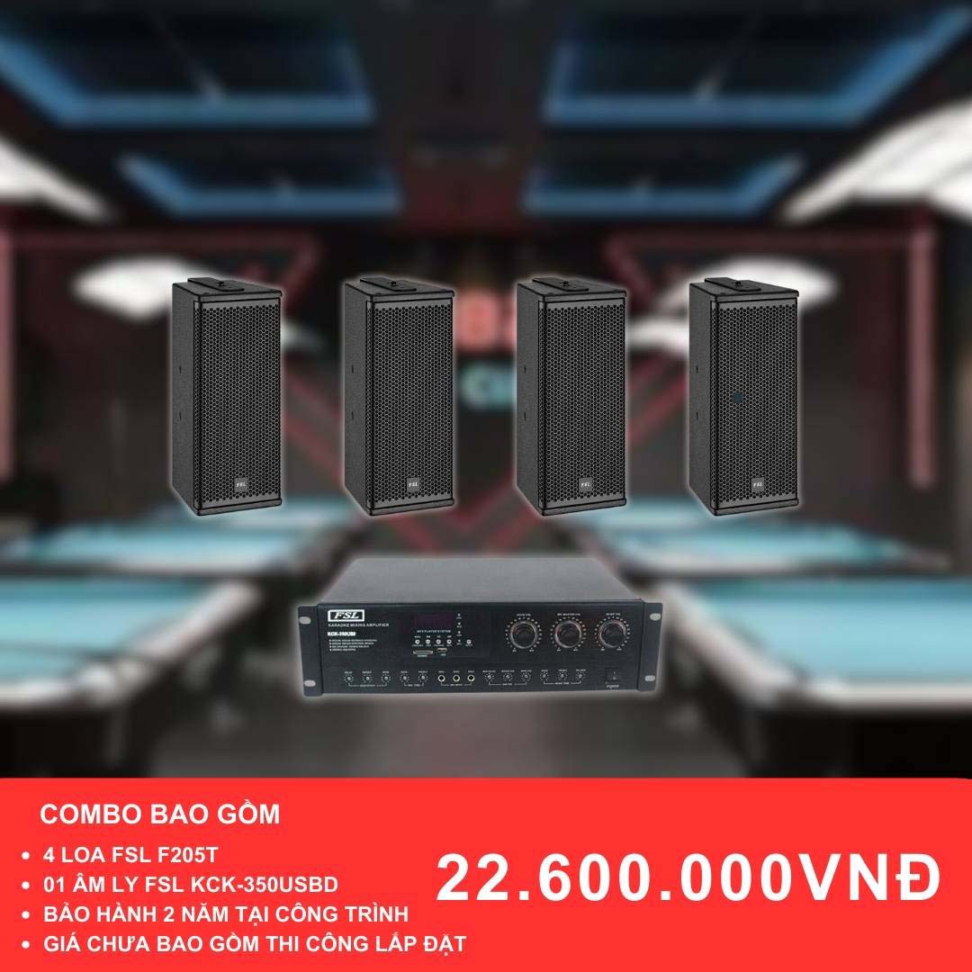 Loa treo tường FSL F205T cho quán bida có diện tích dưới 100m2