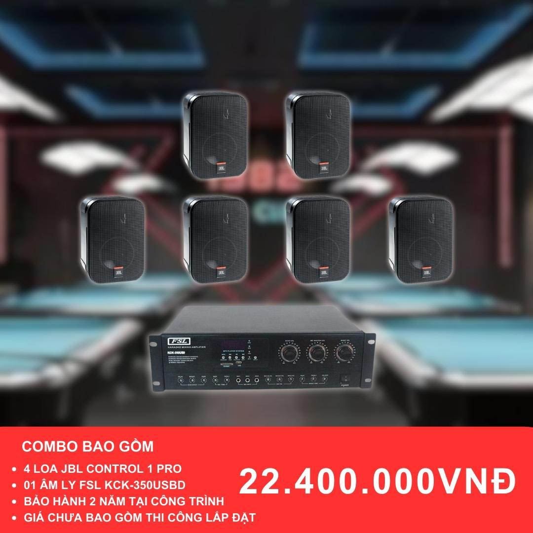 Loa treo tường JBL control 1 Pro cho quán bida có diện tích 100-200m2
