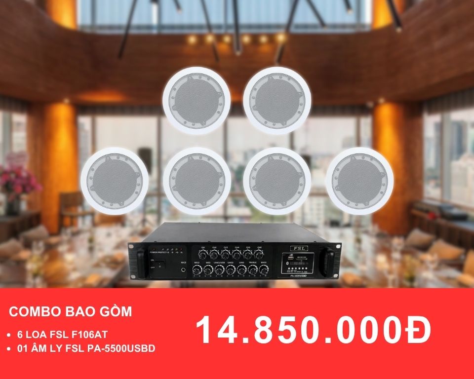 loa âm trần FSL F106AT cho nhà hàng diện tích 100-200m2