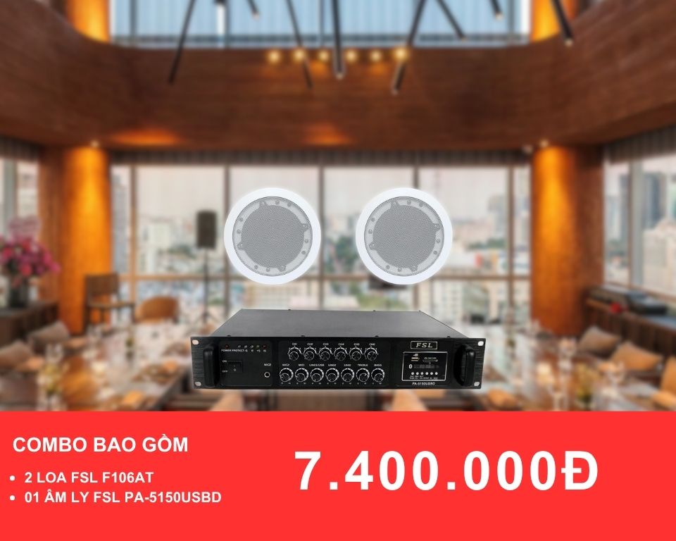 loa âm trần FSL F106AT cho nhà hàng diện tích dưới 50m2