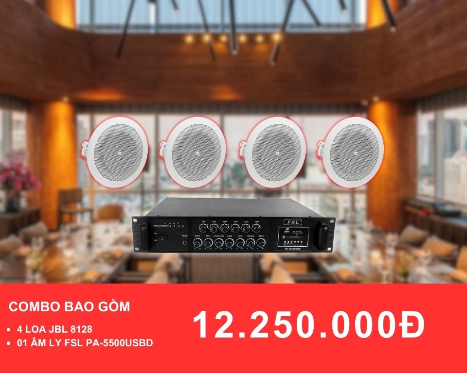 loa âm trần JBL 8128 cho nhà hàng diện tích 50-100m2