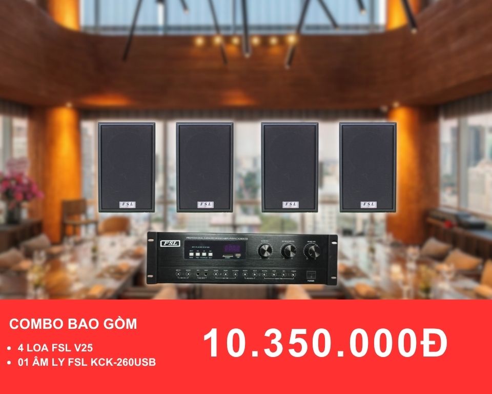 Loa treo tường FSL V25 cho nhà hàng diện tích 50-100m2