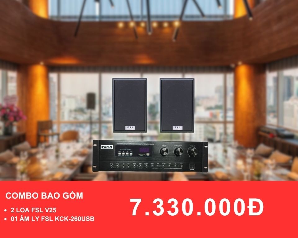 Loa treo tường FSL V25 cho nhà hàng diện tích dưới 50m2