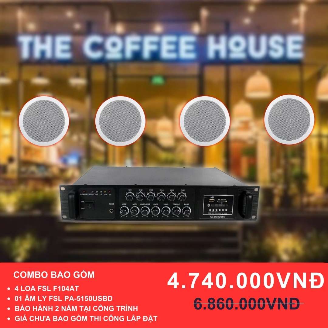 Loa âm trần FSL F104AT cho quán cafe 50-100m2