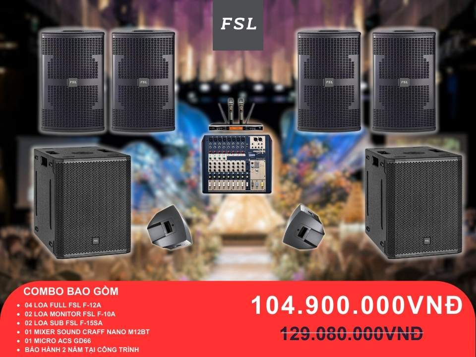 Dàn âm thanh FSL dành cho nhà hàng tiệc cưới diện tích 100-200m2