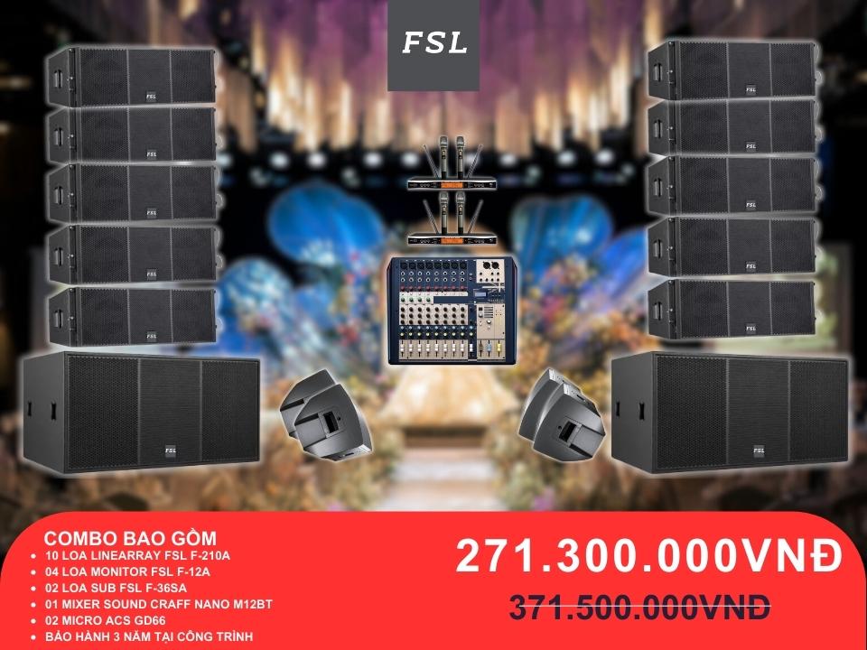 Dàn âm thanh Line Array FSL dành cho nhà hàng tiệc cưới diện tích 200-500m2