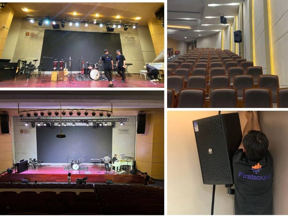 Lắp đặt loa cho hội trường THCS Việt Úc