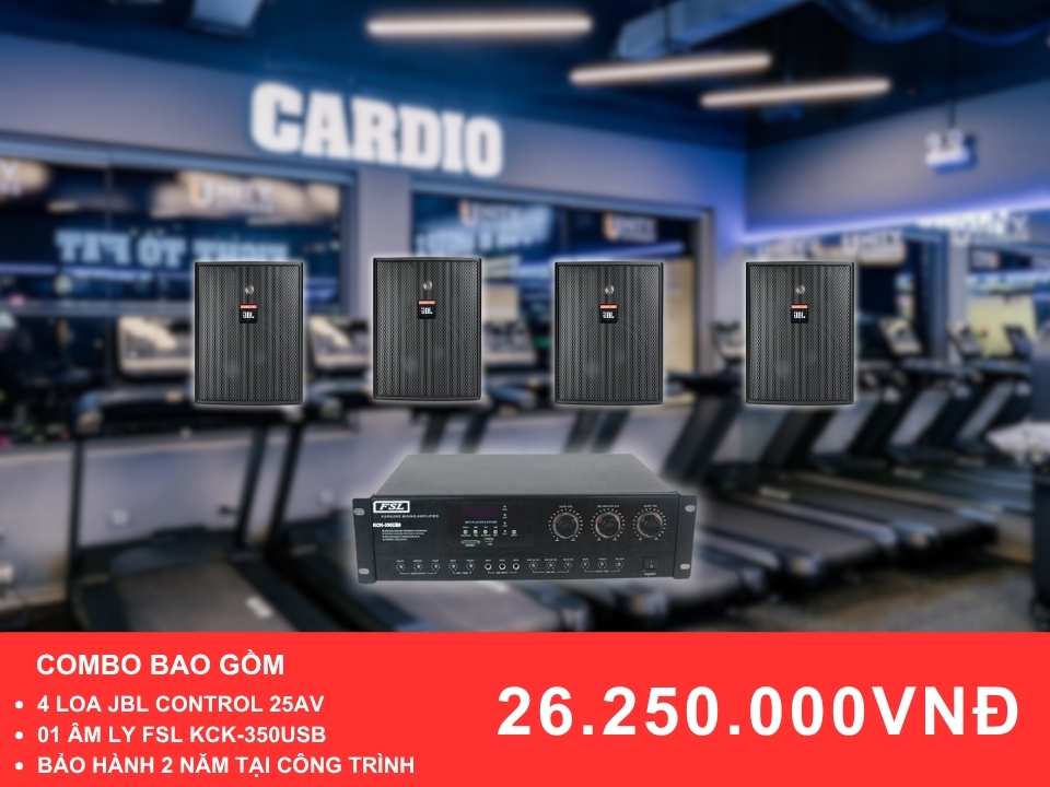 Gói loa cho phòng Gym JBL Control 25AV cho phòng Gym diện tích dưới 100m2
