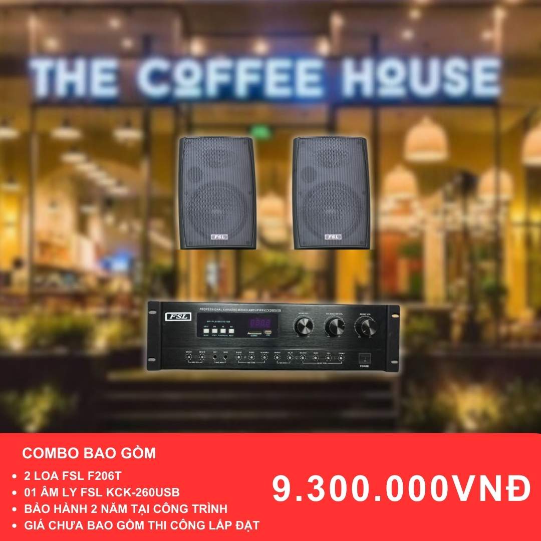 Loa treo tường FSL F206T cho quán cafe diện tích dưới 50m2
