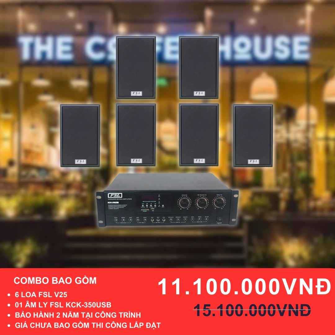 Loa treo tường FSL V25 cho quán cafe diện tích 100-200m2