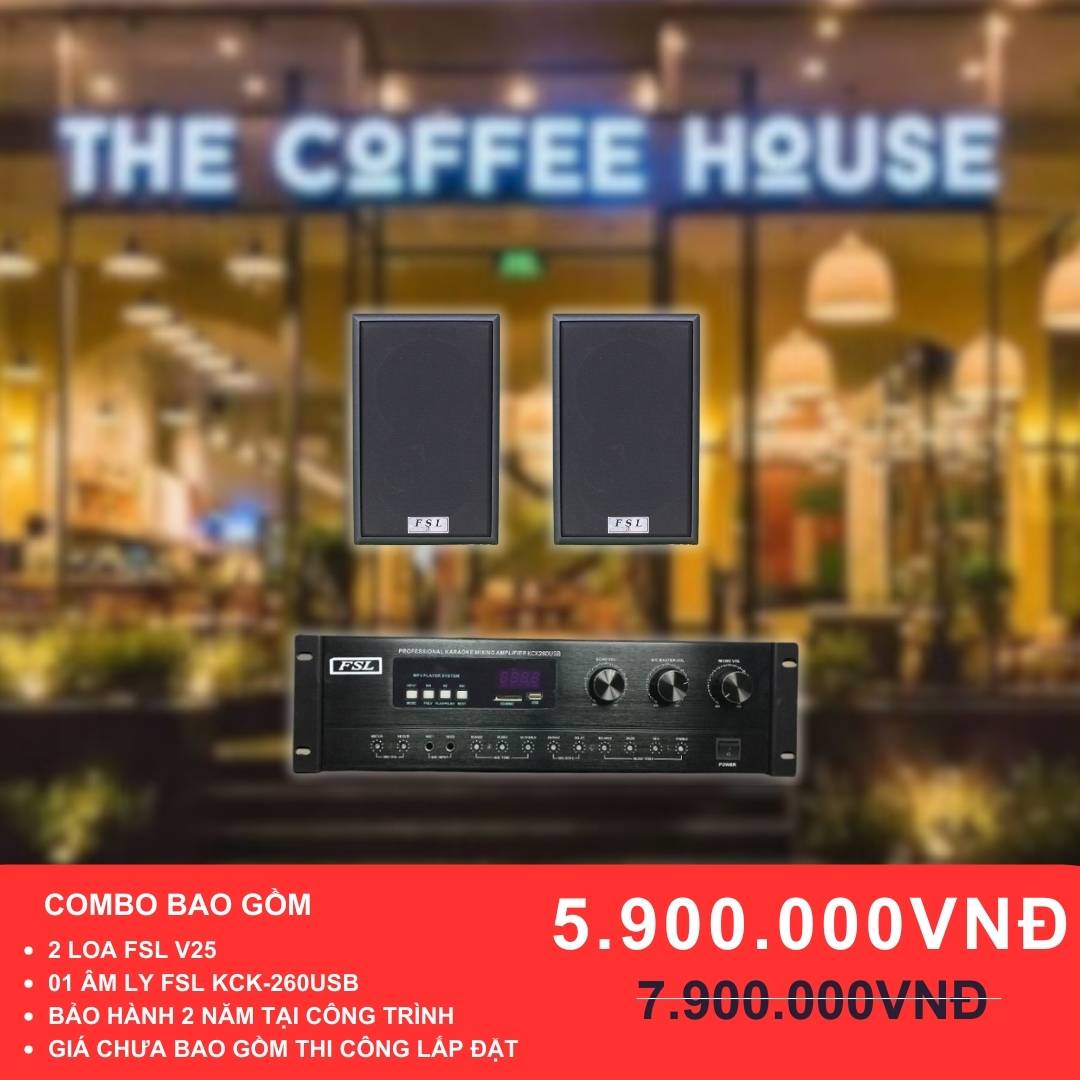 Loa treo tường FSL V25 cho quán cafe diện tích dưới 50m2