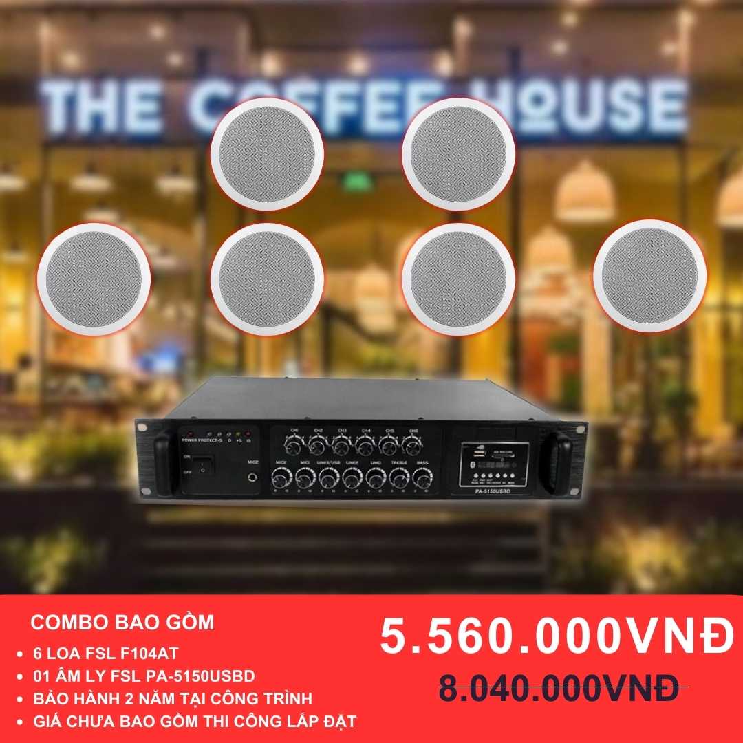 Loa âm trần FSL F104AT cho quán cafe diện tích 100-200m2