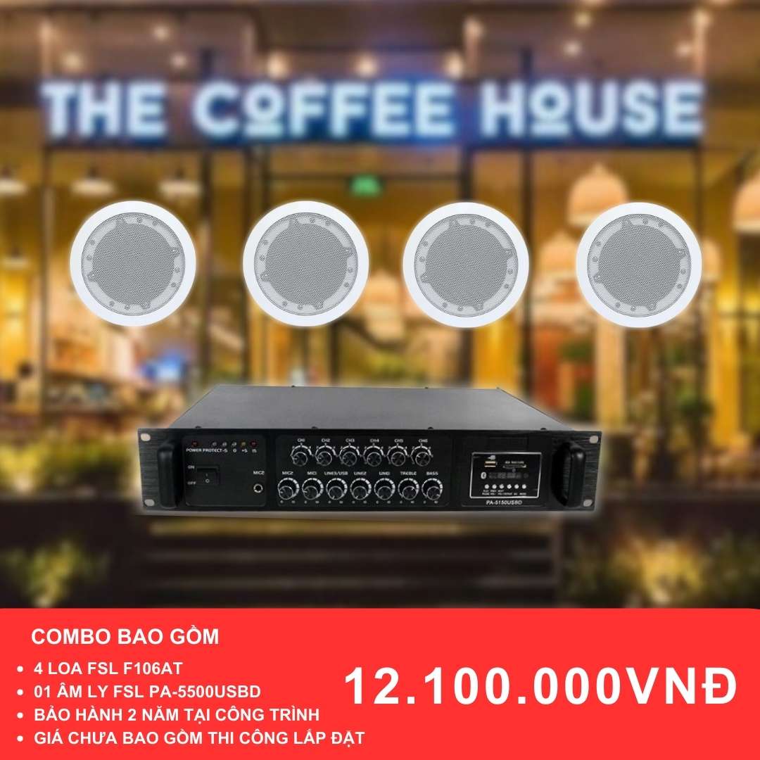 Loa âm trần FSL F106AT cho quán cafe diện tích dưới 50m2