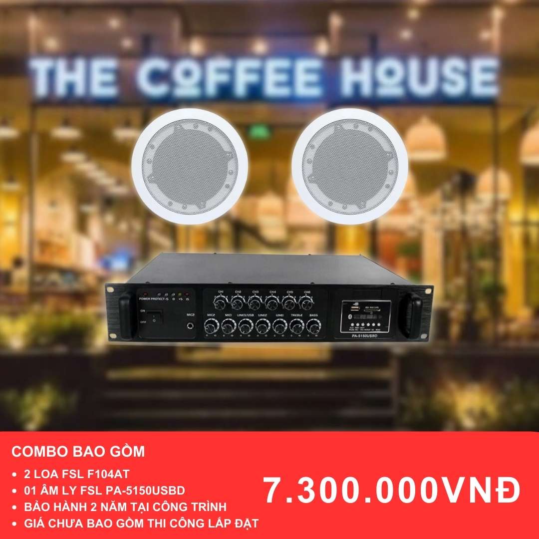 Loa âm trần FSL F106AT cho quán cafe diện tích dưới 50m2